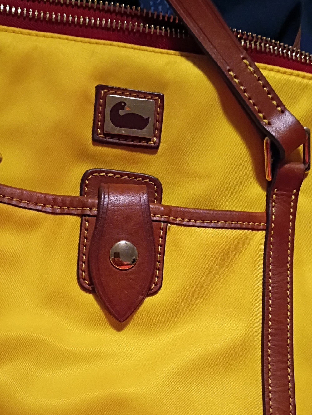 Dooney & Bourke Yellow Tote with Brown Leather Accents